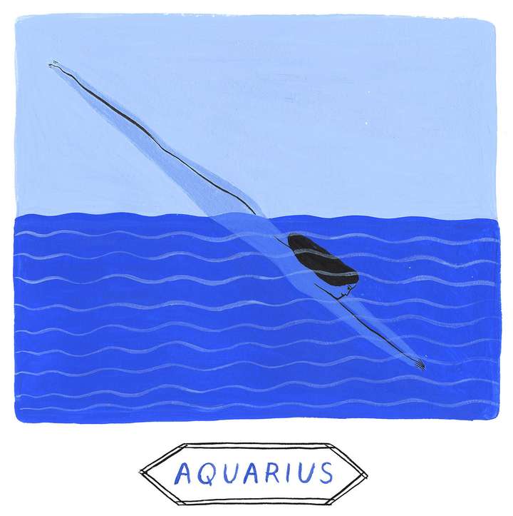 illustration of a Aquarius horoscope: a woman diving into water