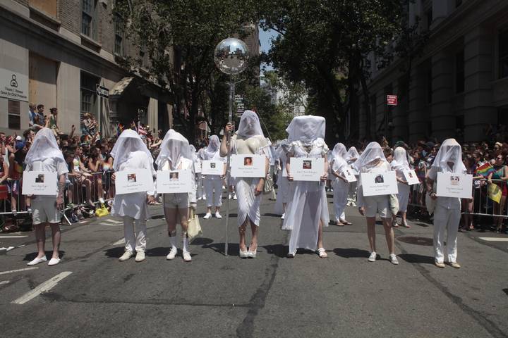 gays against guns protestors wearing all white